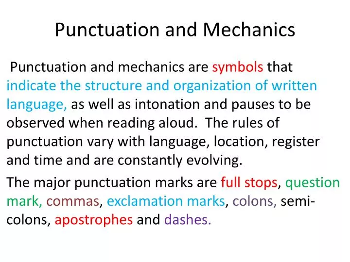 Ppt Punctuation And Mechanics Powerpoint Presentation Free Download Id