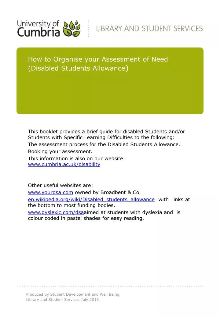 how to organise your assessment of need disabled students allowance n.