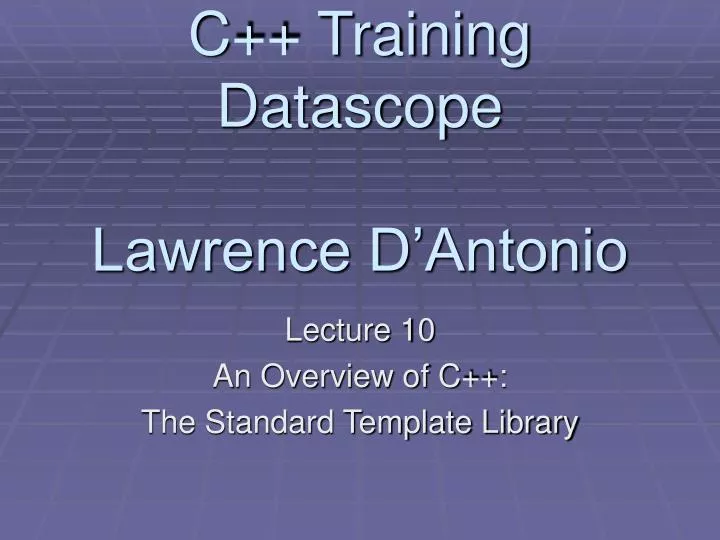 c training datascope lawrence d antonio n.