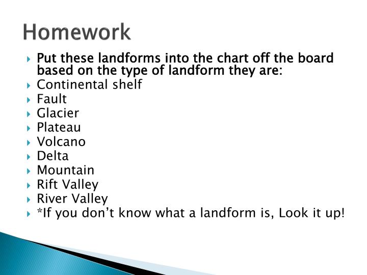 landforms homework landforms homework
