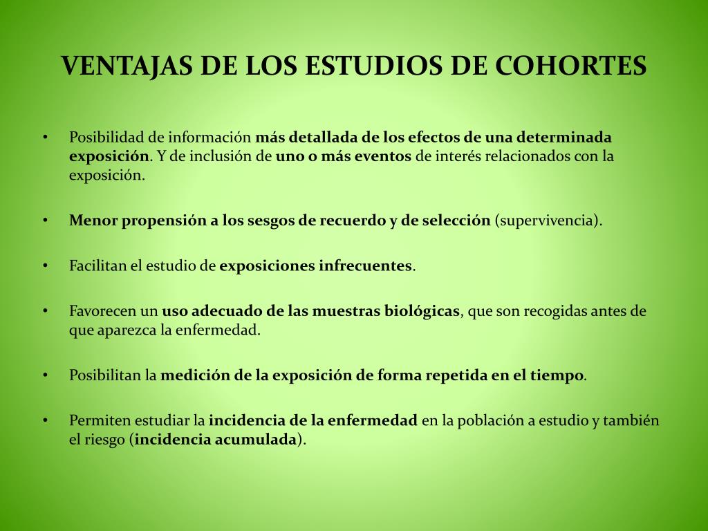 PPT - ESTUDIOS OBSERVACIONALES: ESTUDIOS DE COHORTES / ESTUDIOS DE