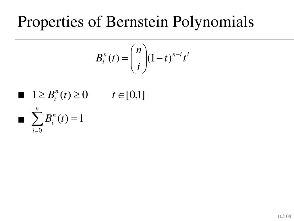 PPT The Bernstein Basis and Bezier Curves PowerPoint Presentation