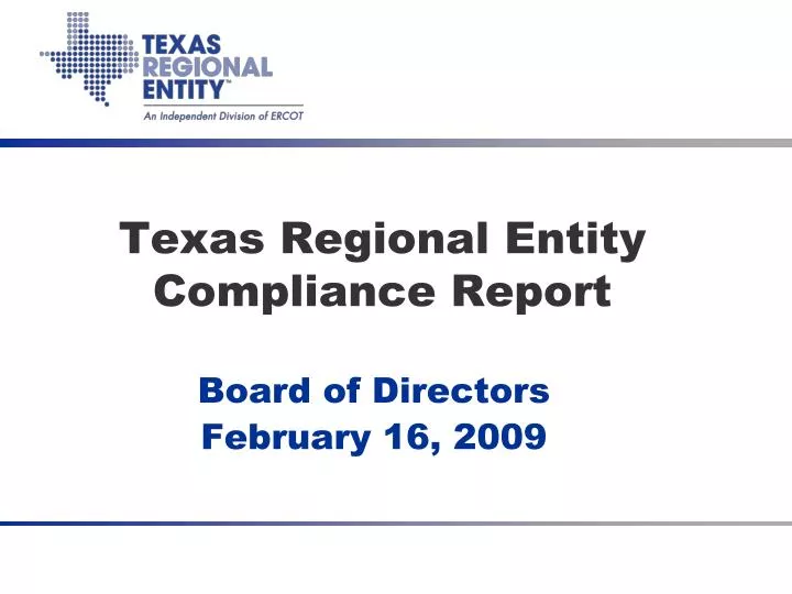 texas regional entity compliance report n.
