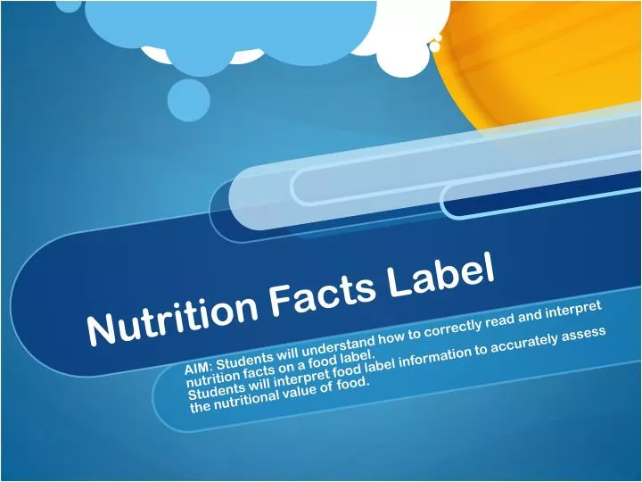 nutrition facts label n.