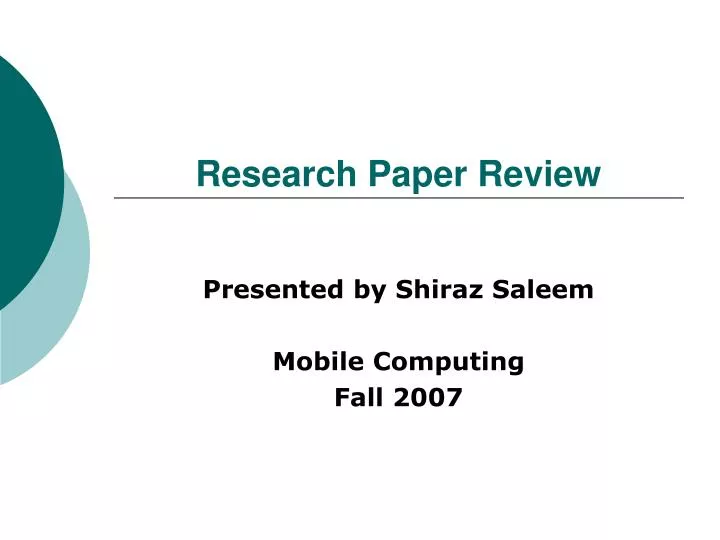PPT - Research Paper Review PowerPoint Presentation, free download - ID ...
