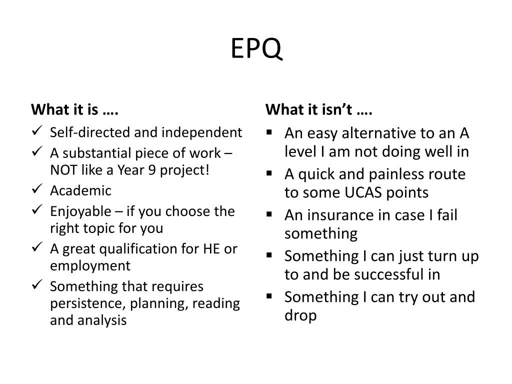 questions to ask in epq presentation