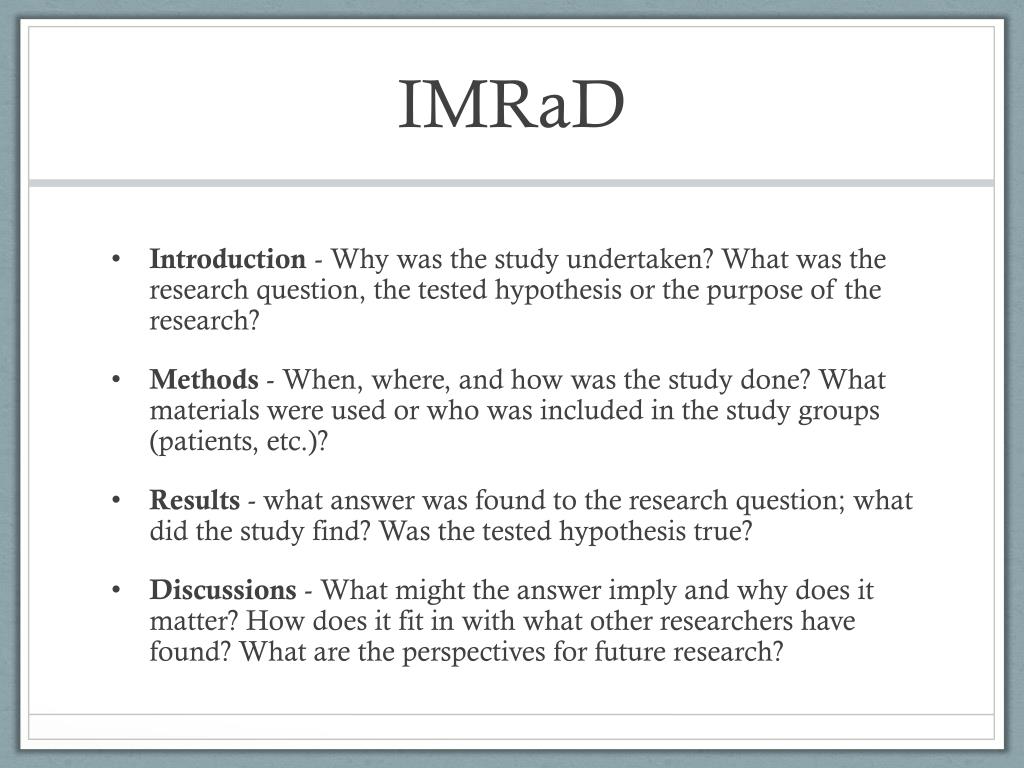 sample thesis imrad format