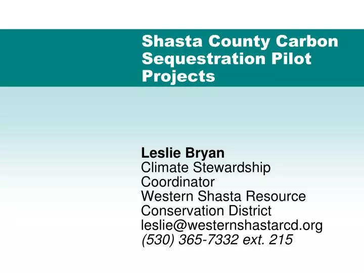 shasta county carbon sequestration pilot projects n.