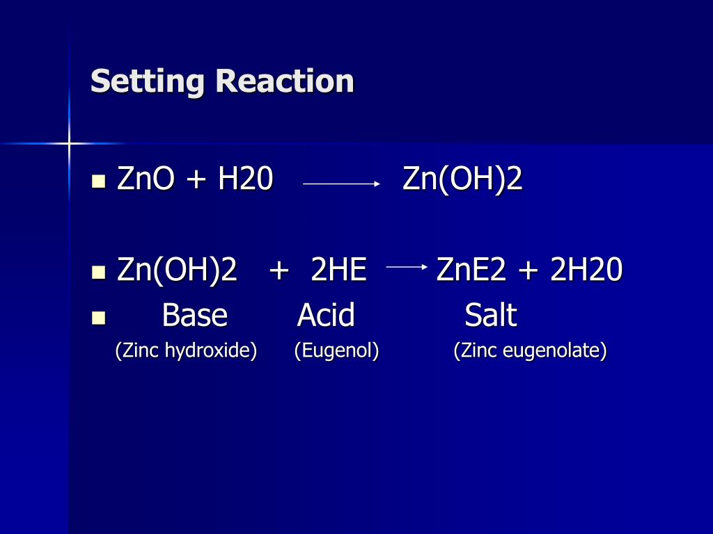 Zno h20 реакция