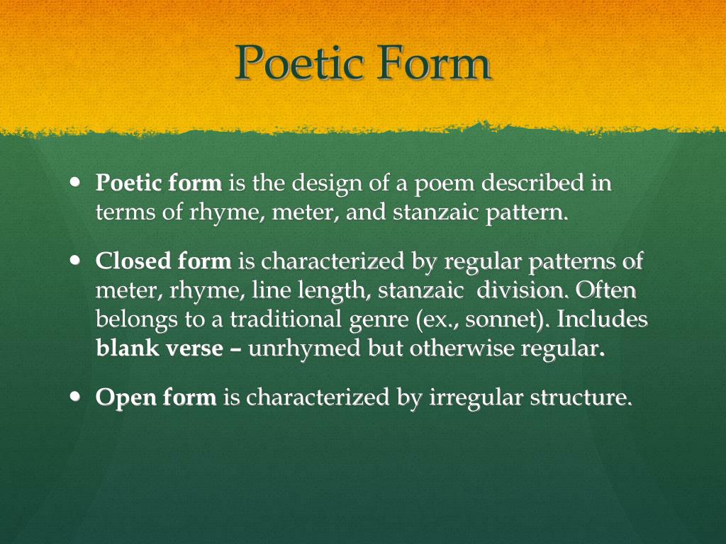 PPT - Closed and Open Form. Concrete Poetry. PowerPoint Presentation