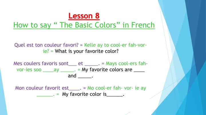 Ppt French Cl Point Presentation Id 2728060 Lesson 8how To Say The Basic Colors In French