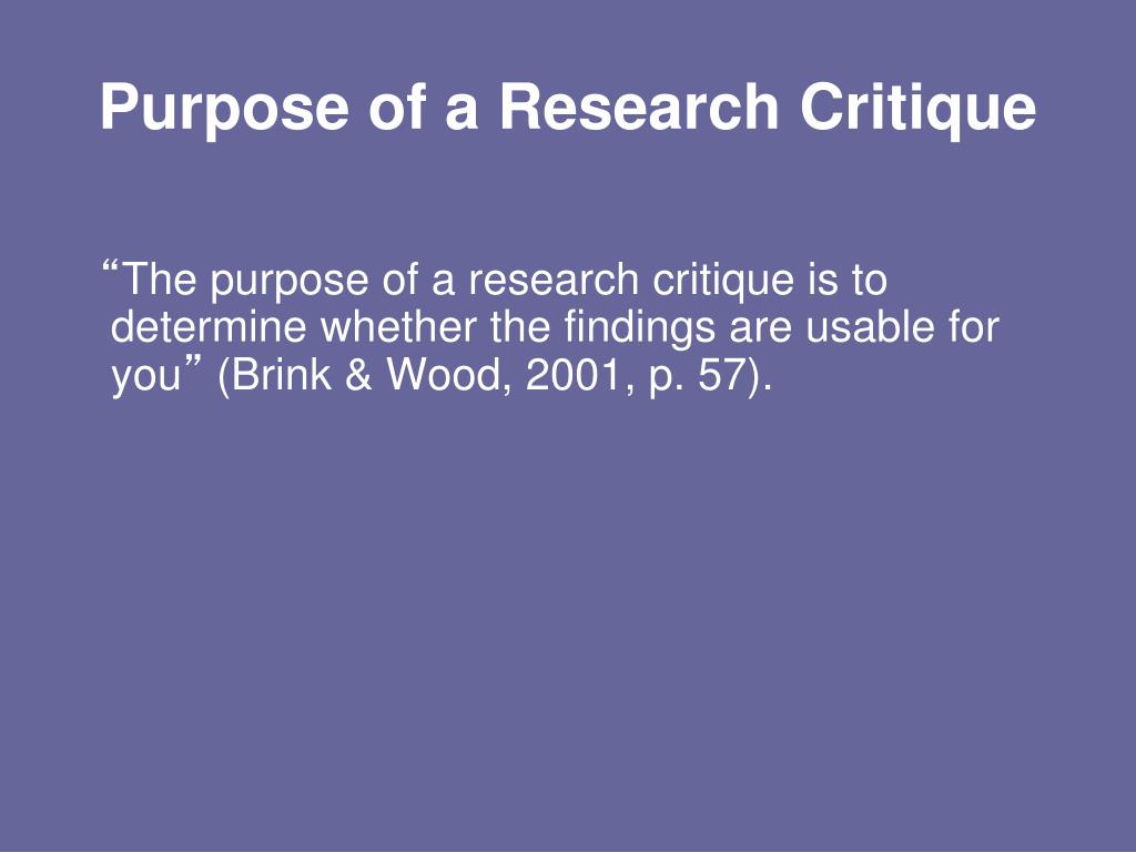 research critique example slideshare