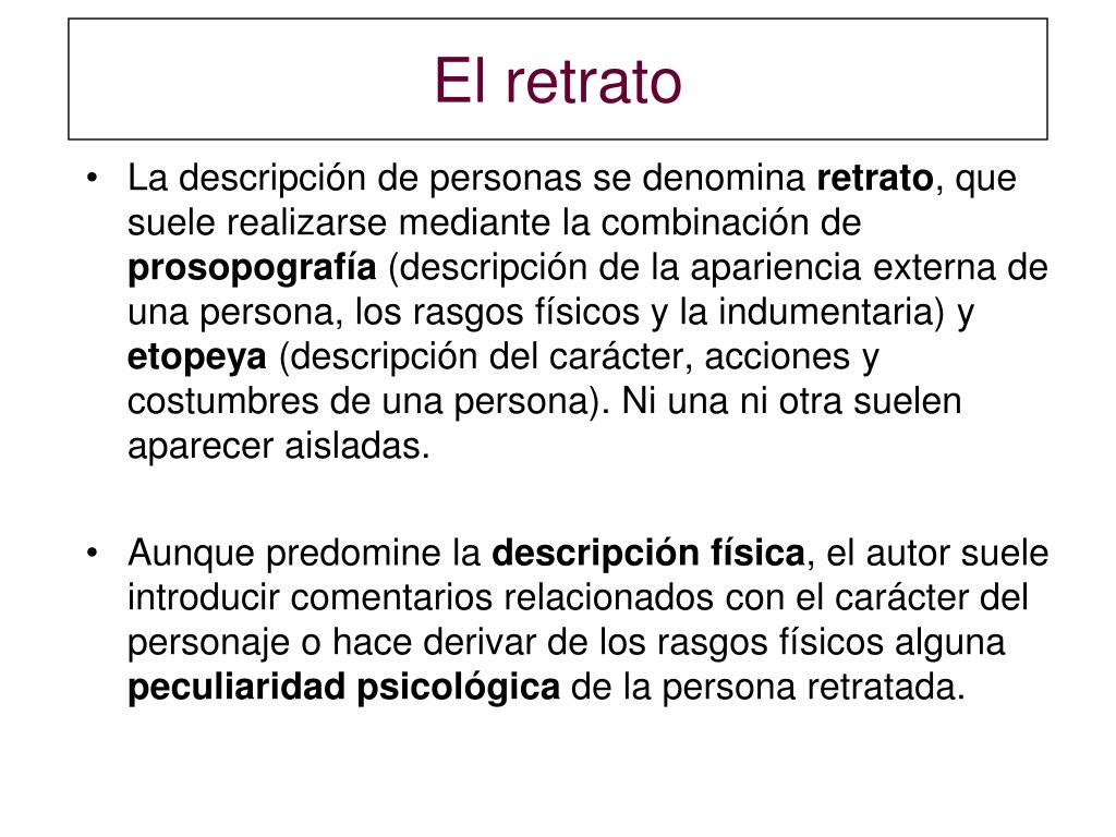 PPT La descripción y el retrato PowerPoint Presentation, free