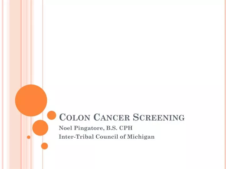 PPT Colon Cancer Screening PowerPoint Presentation, free download
