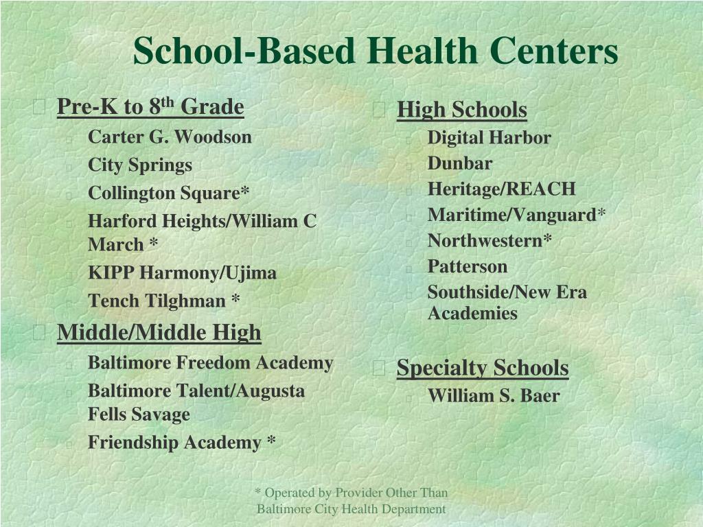 PPT The State of School Health in Baltimore City PowerPoint Presentation ID2729985