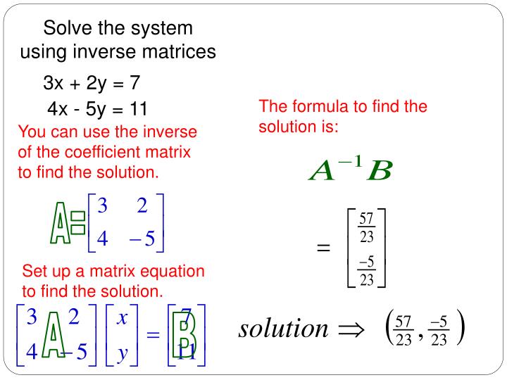 how to solve equations using inverse matrix