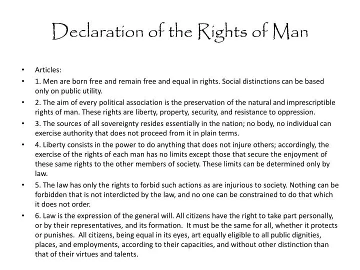 PPT - Declaration of the Rights of Man PowerPoint Presentation, free  download - ID:2732524