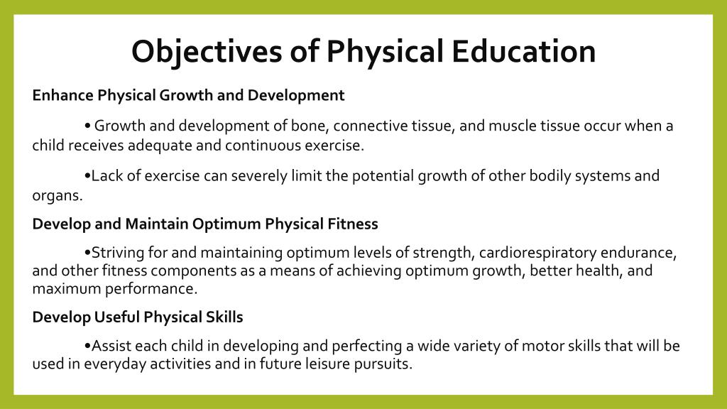 objectives of physical education
