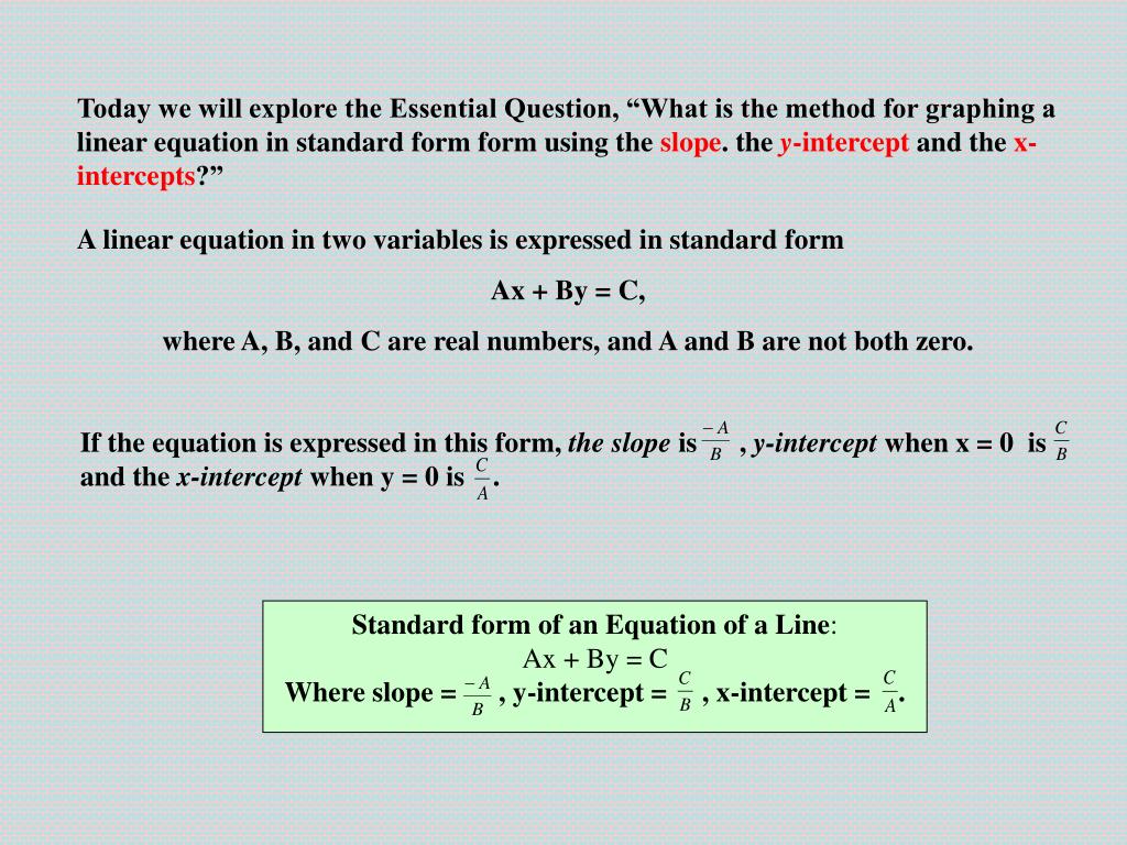 standard form of a linear equation