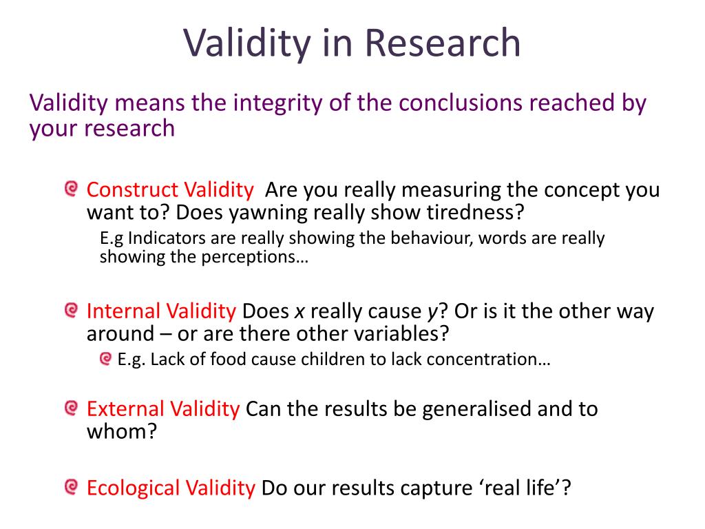 external validity in research is