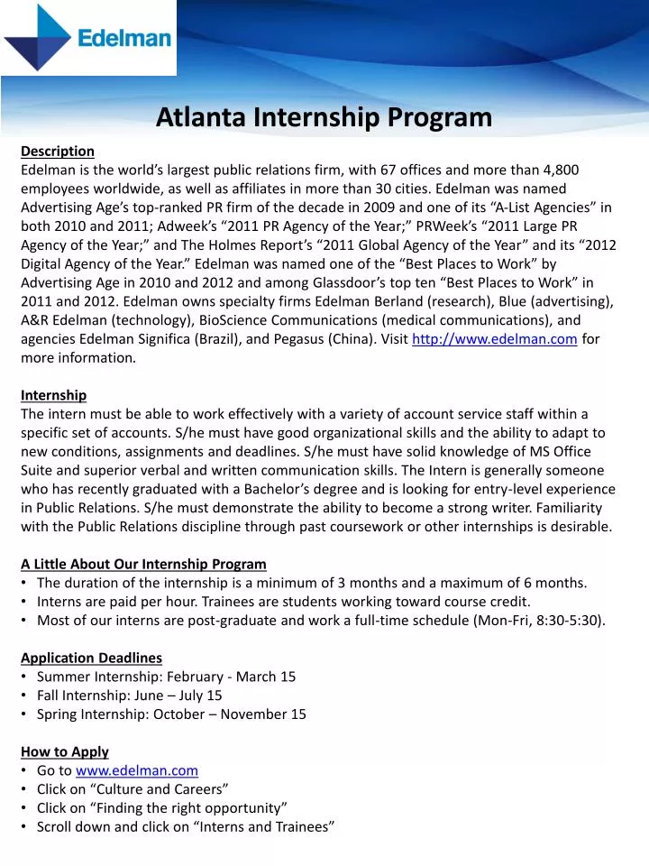 PPT Atlanta Internship Program PowerPoint Presentation, free download
