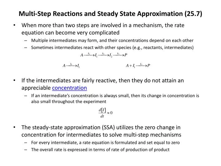 PPT - Multi-Step Reactions and Steady State Approximation ...