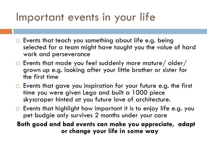 significant events in your life essay