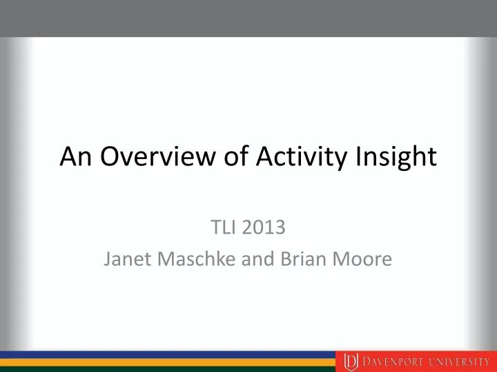 Ppt an overview of activity insight powerpoint presentation free