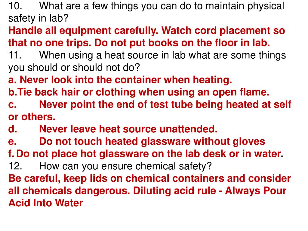 PPT - Answers to Lab Safety Worksheet PowerPoint Presentation Regarding Lab Safety Worksheet Answer Key