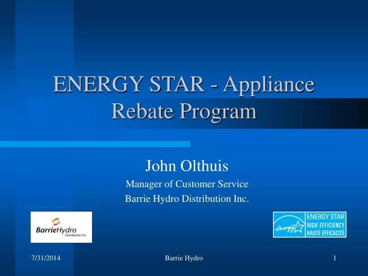 PPT ENERGY STAR Appliance Rebate Program PowerPoint Presentation, free download ID2741677