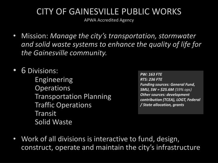 ppt public works building sustainable communities powerpoint public works gainesville fl