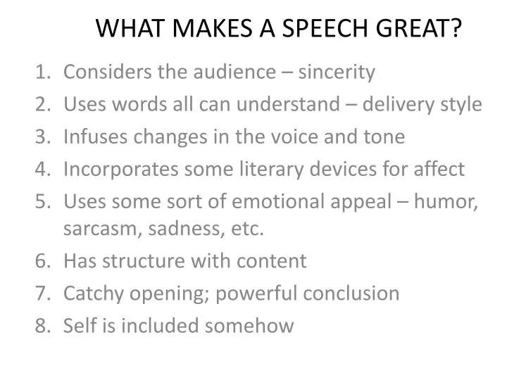 what makes a good speech gcse