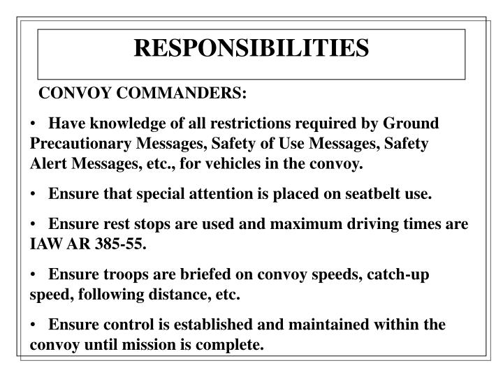 PPT - I Corps and Fort Lewis CONVOY SAFETY Standard Briefing Package ...