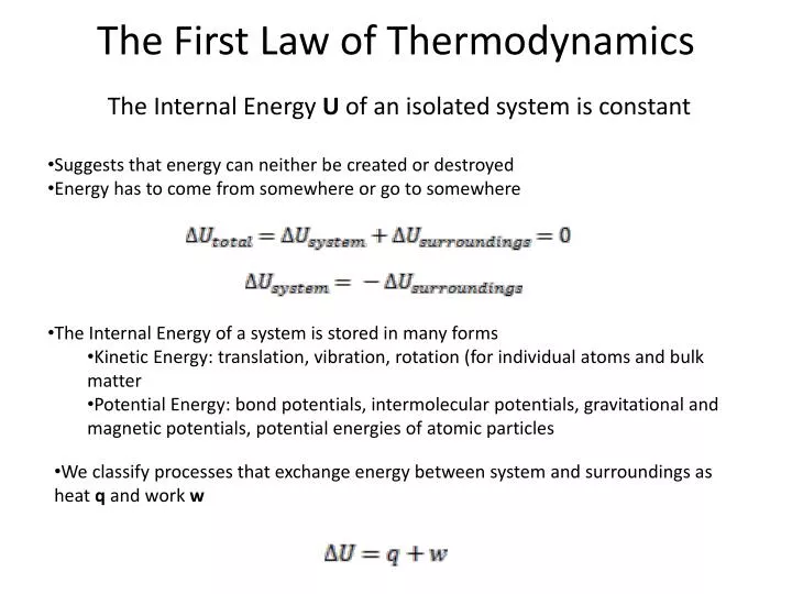 PPT - The First Law of Thermodynamics PowerPoint ...