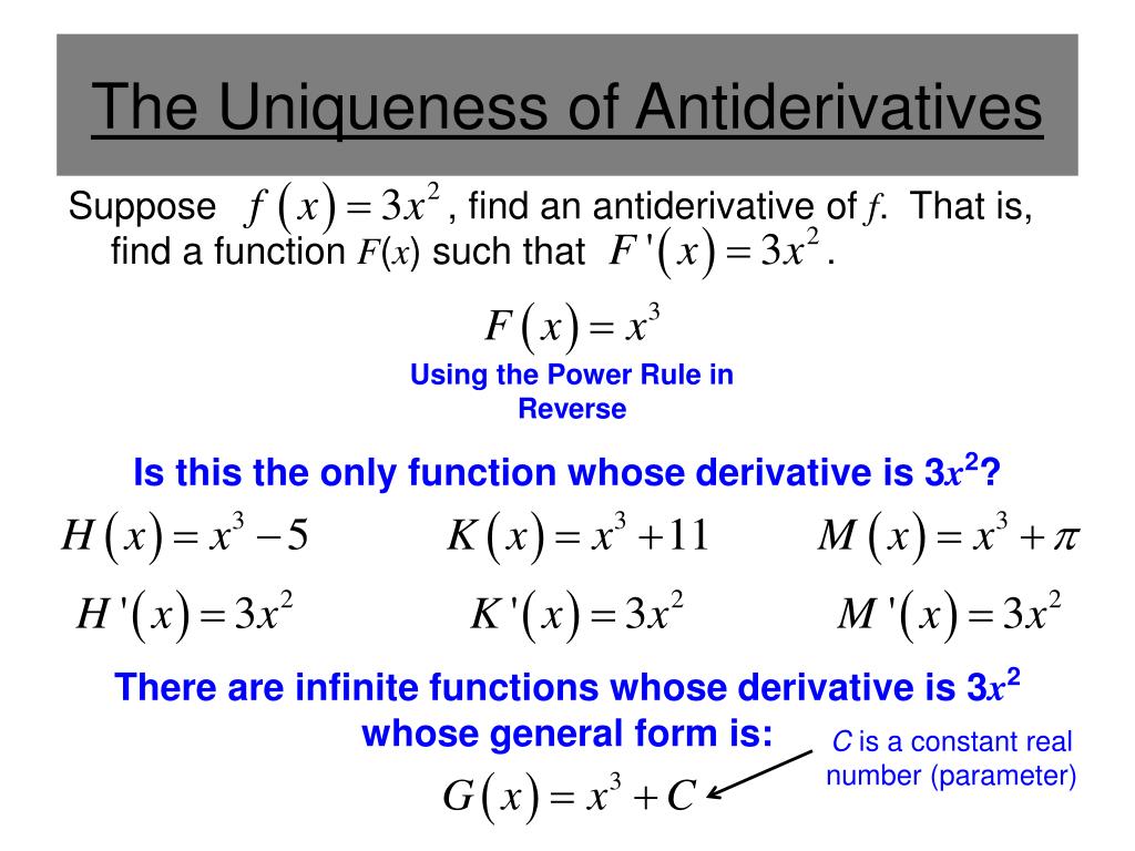 PPT - Section 4.1 – Antiderivatives and Indefinite Integration ...