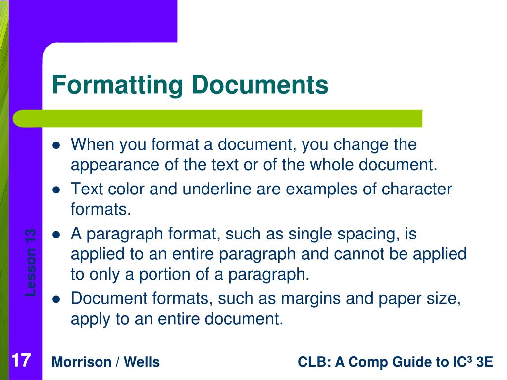 Ppt lesson 8 editing and formatting documents powerpoint presentation