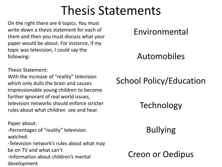 topics for a thesis statement