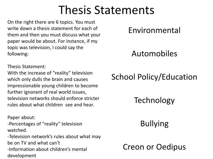 contoh thesis statement tentang pendidikan