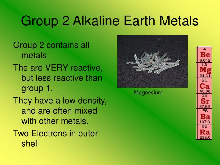reactivity trend in alkaline earth