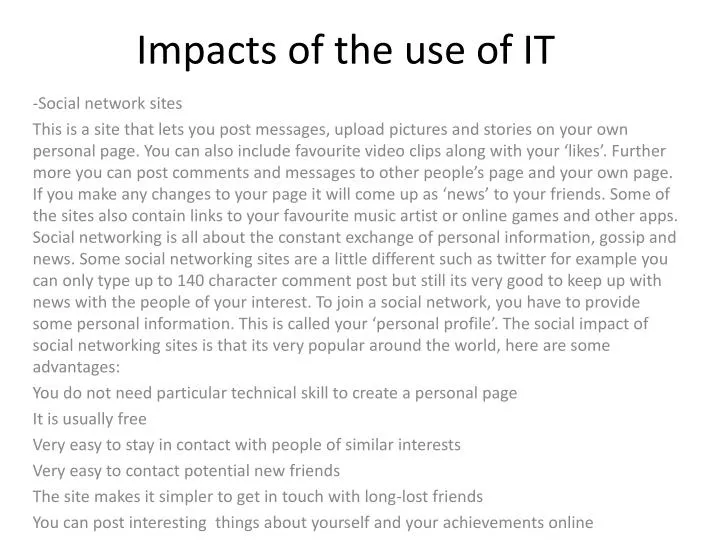 impacts of the use of it n.