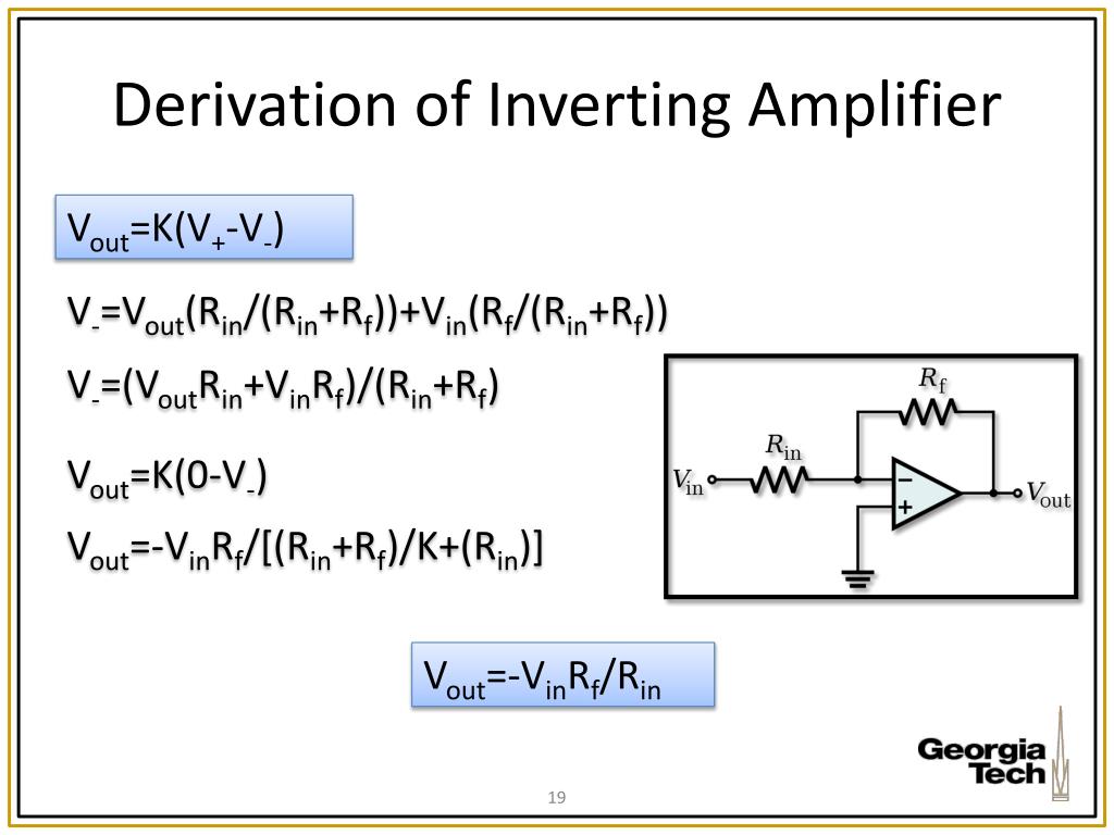 non investing amplifier formula derivation physics