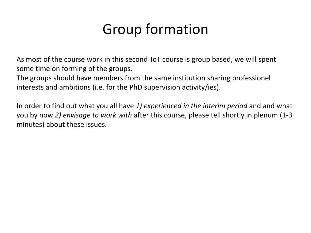 case study on group formation