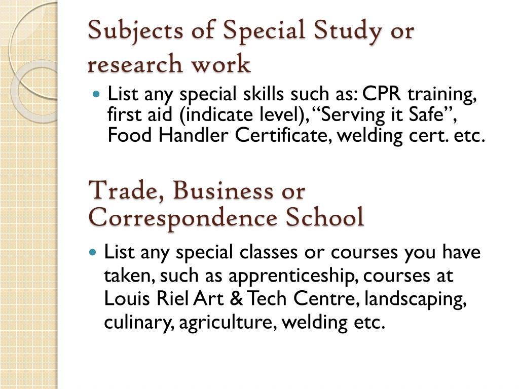 Subjects Of Special Study Or Research Work L 