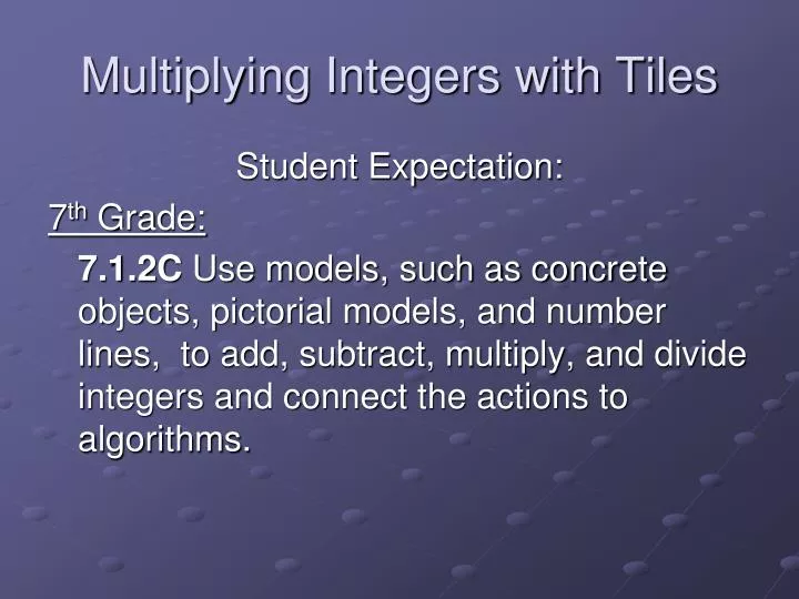 multiplying integers with tiles n.
