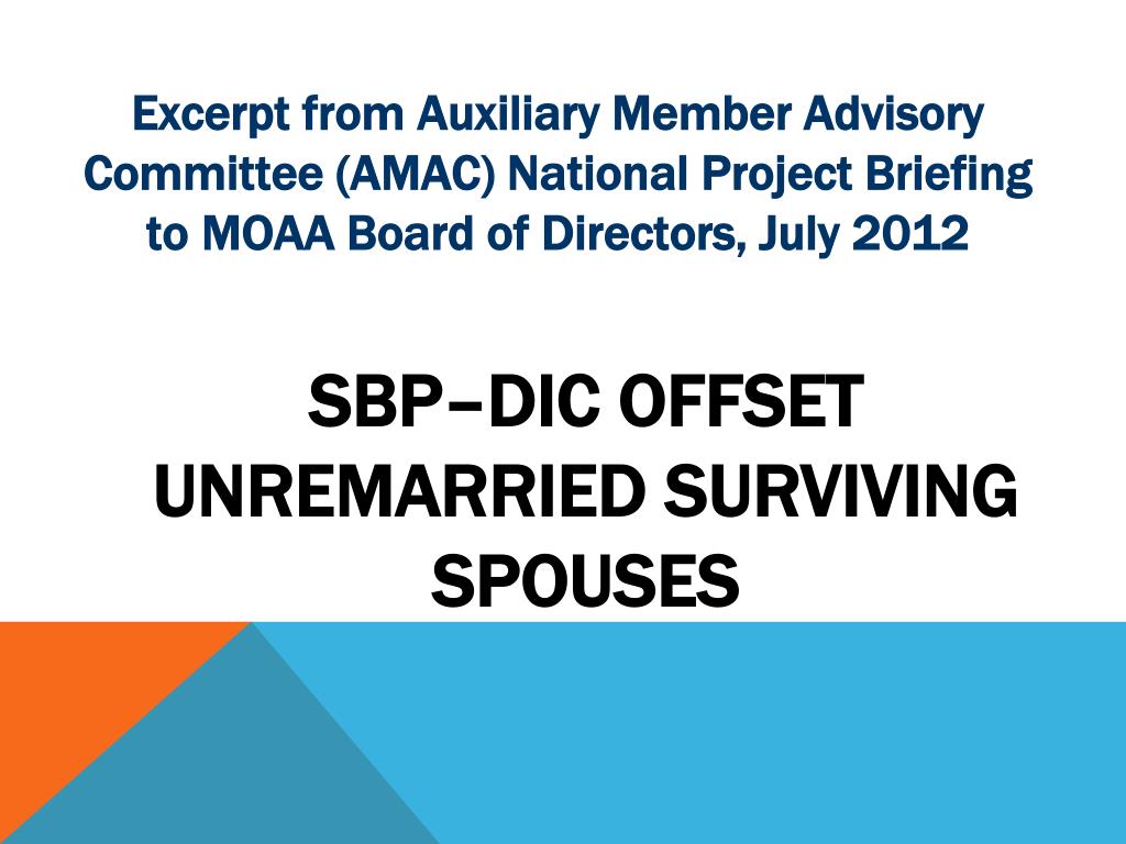 PPT SBPDIC OFFSET UNREMARRIED SURVIVING SPOUSES PowerPoint