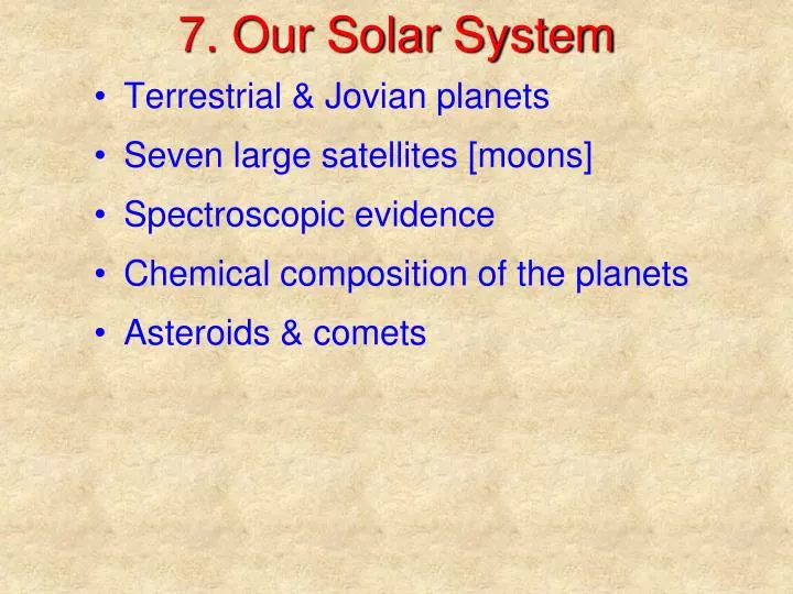 Ppt 7 Our Solar System Powerpoint Presentation Free