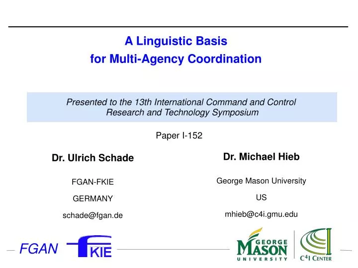 PPT - A Linguistic Basis for Multi-Agency Coordination PowerPoint ...