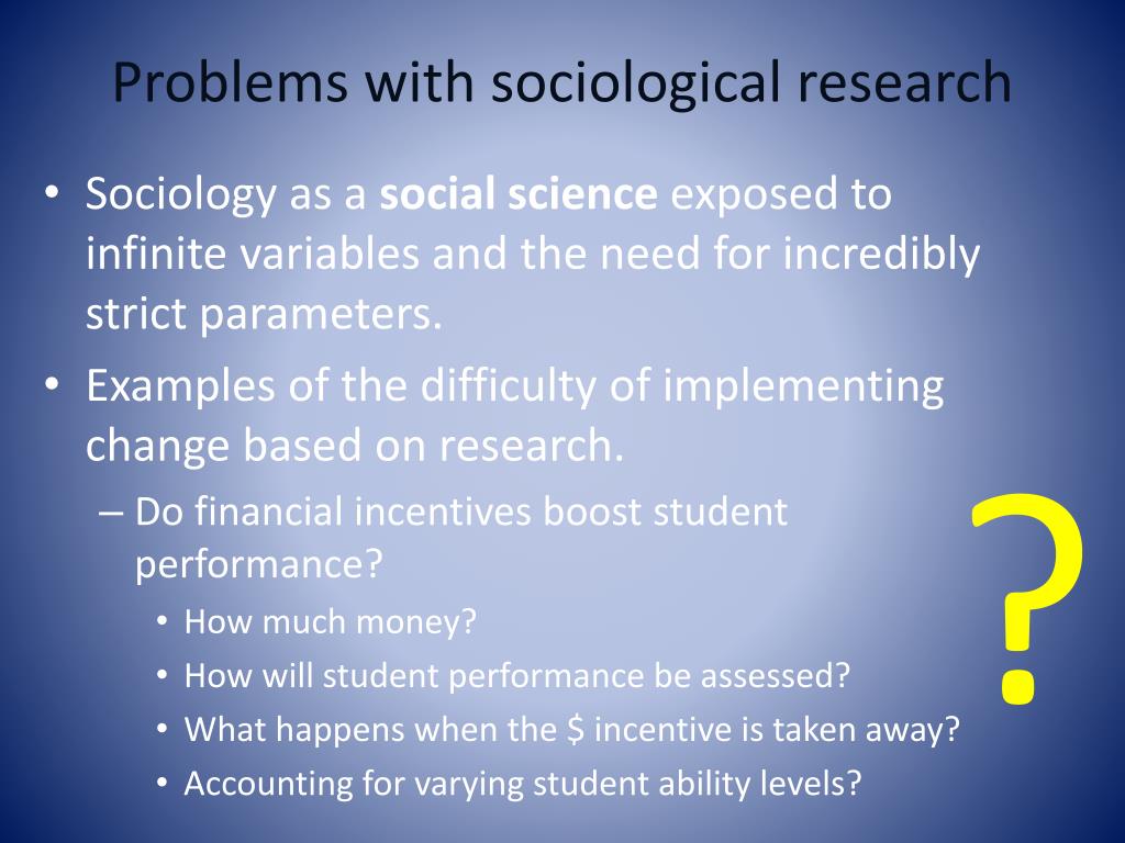 a research problem in sociology
