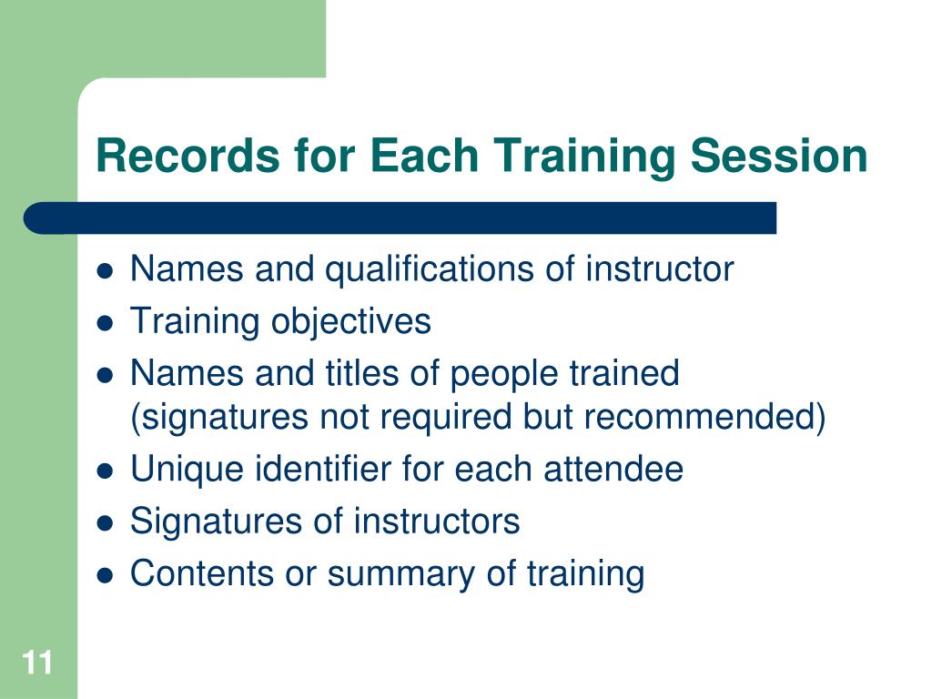 presentation on training records
