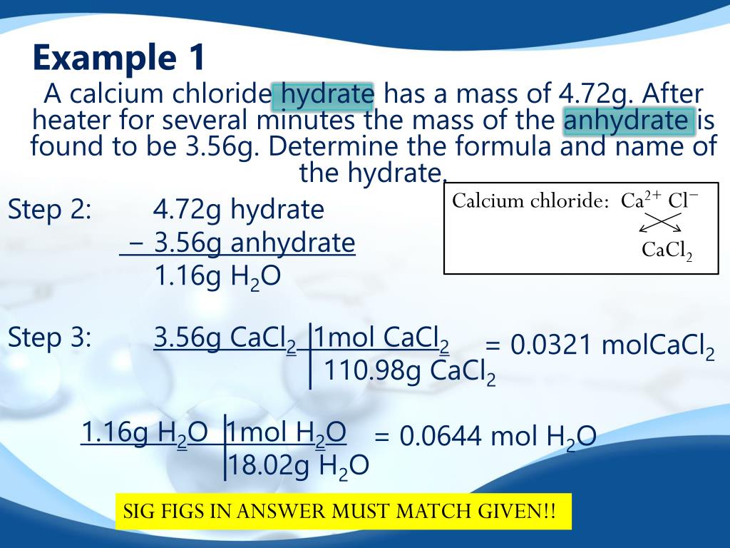 Determining the formula of a hydrate